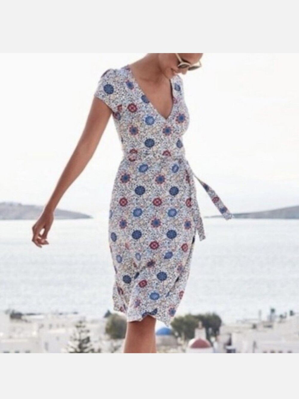 Boden Floral Multicolored Wrap Dress 4P